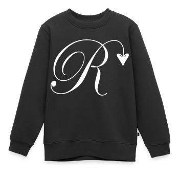 Monogram R Heart Vine - Kids Premium Organic Sweatshirt - black - Front - AI Model Kid Female (0cm)