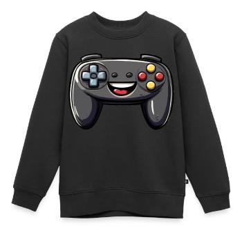 Manette amusante pour les joueurs - Sweat Premium enfant bio - noir - Devant - AI Model Kid Female (0cm)