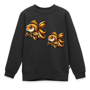 poisson rouge - Sweat Premium enfant bio - noir - Devant - AI Model Kid Female (0cm)