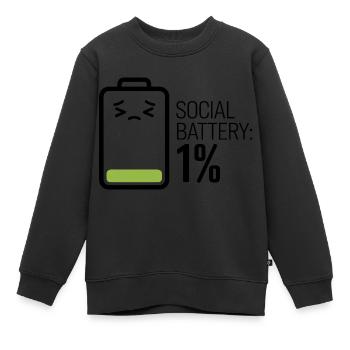 Soziale Batterie: 1% - Kinder Premium Organic Sweatshirt - Schwarz - Vorne - AI Model Kid Female (0cm)