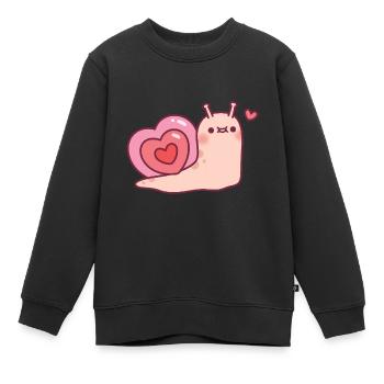 Escargot mignon avec une coquille en forme de coeur - Sweat Premium enfant bio - noir - Devant - AI Model Kid Female (0cm)