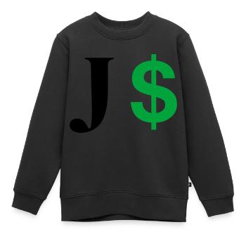 Lettre j dollar - Sweat Premium enfant bio - noir - Devant - AI Model Kid Female (0cm)