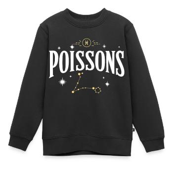 Signe astro poissons - Sweat Premium enfant bio - noir - Devant - AI Model Kid Female (0cm)
