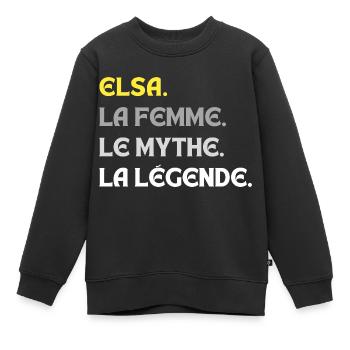 ELSA LA FEMME LE MYTHE LA LEGENDE - Sweat Premium enfant bio - noir - Devant - AI Model Kid Female (0cm)