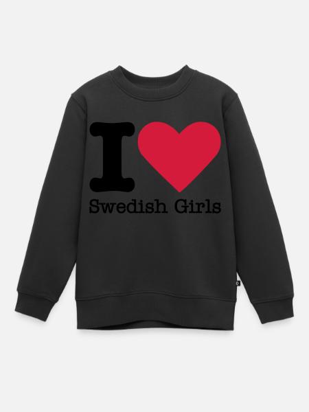 I Love Swedish Girls - Kinder Premium Organic Sweatshirt - Schwarz