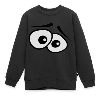 angstaugen_2c - Sweat Premium enfant bio - noir - Devant - AI Model Kid Female (0cm)