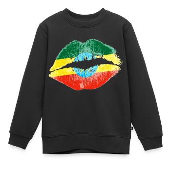 Kiss (Ethiopie / Ethiopie) - Sweat Premium enfant bio - noir - Devant - AI Model Kid Female (0cm)