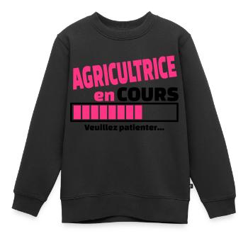 agricultrice en cours - Sweat Premium enfant bio - noir - Devant - AI Model Kid Female (0cm)