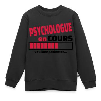 psychologue en cours - Sweat Premium enfant bio - noir - Devant - AI Model Kid Female (0cm)