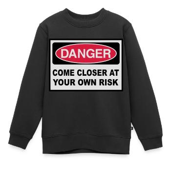 danger - Sweat Premium enfant bio - noir - Devant - AI Model Kid Female (0cm)