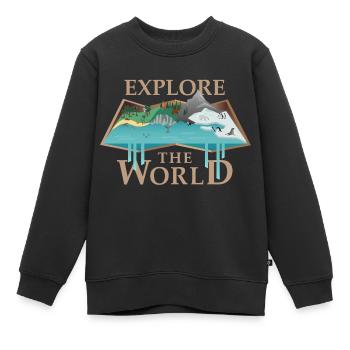 Karte & Tiere (Explore) - Kinder Premium Organic Sweatshirt - Schwarz - Vorne - AI Model Kid Female (0cm)