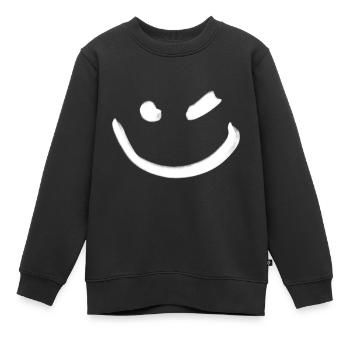 Smile Zwinkern Weiß - Kinder Premium Organic Sweatshirt - Schwarz - Vorne - AI Model Kid Female (0cm)