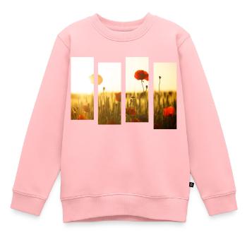 Champ de coquelicots - Sweat Premium enfant bio - rose - Devant - AI Model Kid Female (0cm)