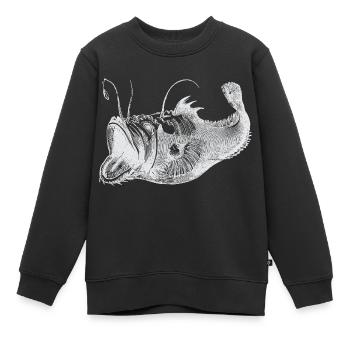 Poisson profond blanc - Sweat Premium enfant bio - noir - Devant - AI Model Kid Female (0cm)