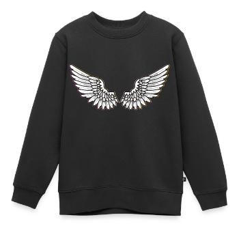 Ailes d'ange 7 - Sweat Premium enfant bio - noir - Devant - AI Model Kid Female (0cm)
