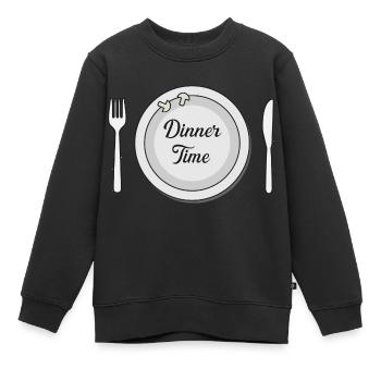 L'heure du dîner - Sweat Premium enfant bio - noir - Devant - AI Model Kid Female (0cm)