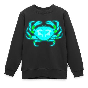 Fluereszent crab by The Manzanita - Sweat Premium enfant bio - noir - Devant - AI Model Kid Female (0cm)