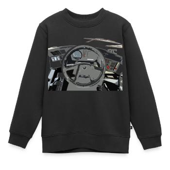 Tableau de bord T Shirt - Sweat Premium enfant bio - noir - Devant - AI Model Kid Female (0cm)