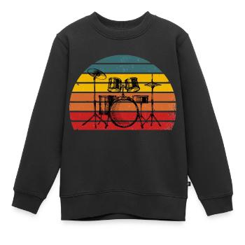 Schlagzeug Schlagzeuger Vintage Schlagzeuger Geschenk - Kinder Premium Organic Sweatshirt - Schwarz - Vorne - AI Model Kid Female (0cm)