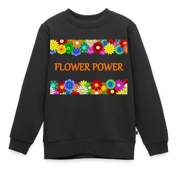 Flower Power - Kinder Premium Organic Sweatshirt - Schwarz - Vorne - AI Model Kid Female (0cm)