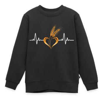 Aimer les céréales avec la fréquence cardiaque - Sweat Premium enfant bio - noir - Devant - AI Model Kid Female (0cm)