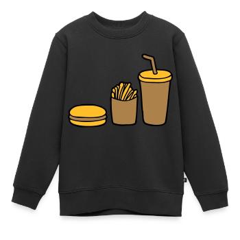 Burger Pommes Cola - Kinder Premium Organic Sweatshirt - Schwarz - Vorne - AI Model Kid Female (0cm)