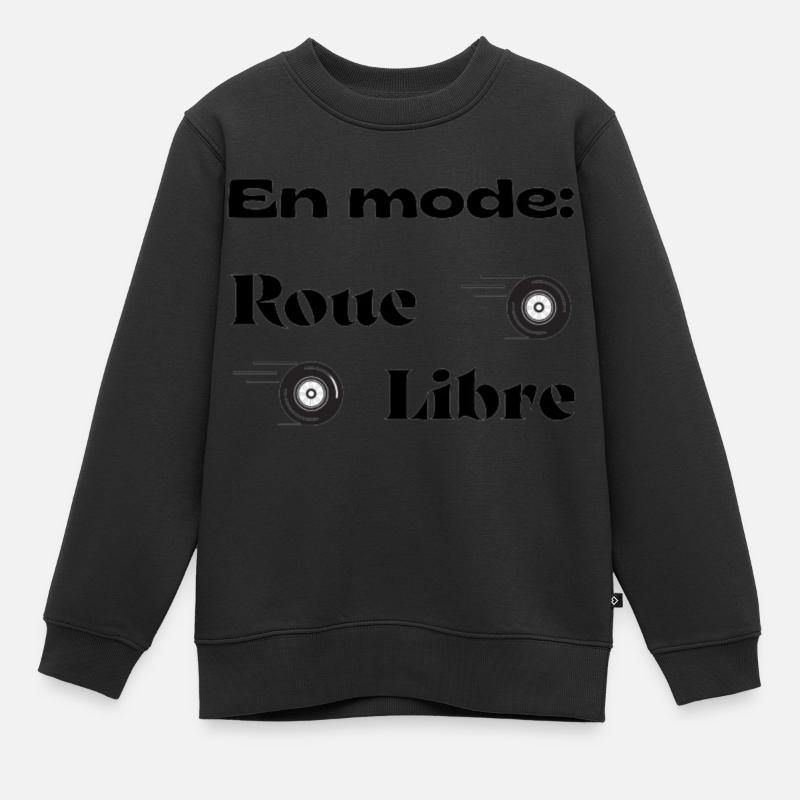 En mode roue libre - Sweat Premium enfant bio - noir