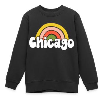 Hippie des années 70 à Chicago - Sweat Premium enfant bio - noir - Devant - AI Model Kid Female (0cm)