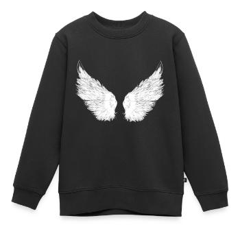 ailes blanches, ailes, ailes d’ange, anges - Sweat Premium enfant bio - noir - Devant - AI Model Kid Female (0cm)