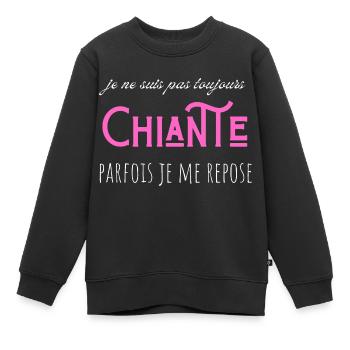 je suis pas toujours chiante parfois je me repose - Sweat Premium enfant bio - noir - Devant - AI Model Kid Female (0cm)