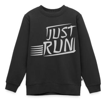 Devise Just Run Design - Sweat Premium enfant bio - noir - Devant - AI Model Kid Female (0cm)