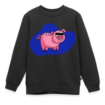 Cartoon Schwein - Kinder Premium Organic Sweatshirt - Schwarz - Vorne - AI Model Kid Female (0cm)