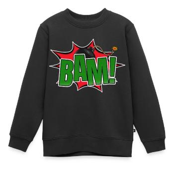 Bam! Lettrage graffiti de style bande dessinée - Sweat Premium enfant bio - noir - Devant - AI Model Kid Female (0cm)