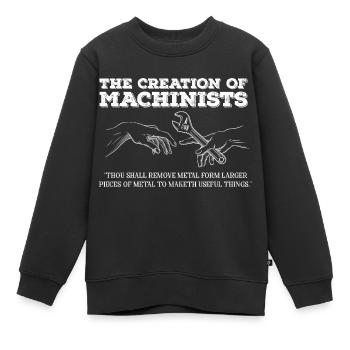 la création de machinistes Design - Sweat Premium enfant bio - noir - Devant - AI Model Kid Female (0cm)