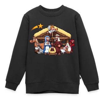 Crèche - Sweat Premium enfant bio - noir - Devant - AI Model Kid Female (0cm)