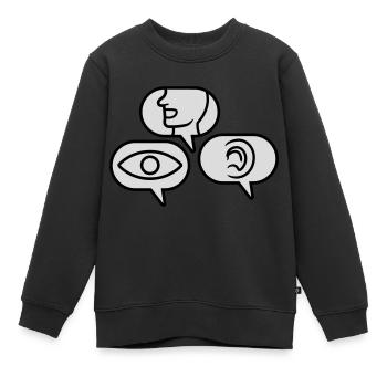 Voir Parler Entendre Bulles de parole - Sweat Premium enfant bio - noir - Devant - AI Model Kid Female (0cm)