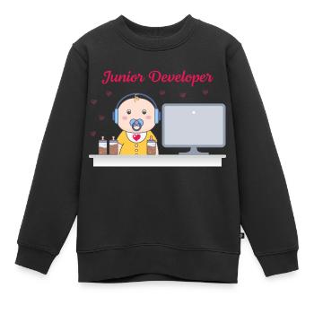 Développeur Junior - Sweat Premium enfant bio - noir - Devant - AI Model Kid Female (0cm)