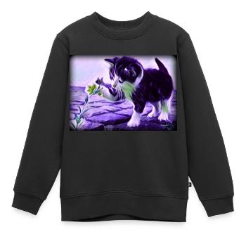 chaton jouant - Sweat Premium enfant bio - noir - Devant - AI Model Kid Female (0cm)