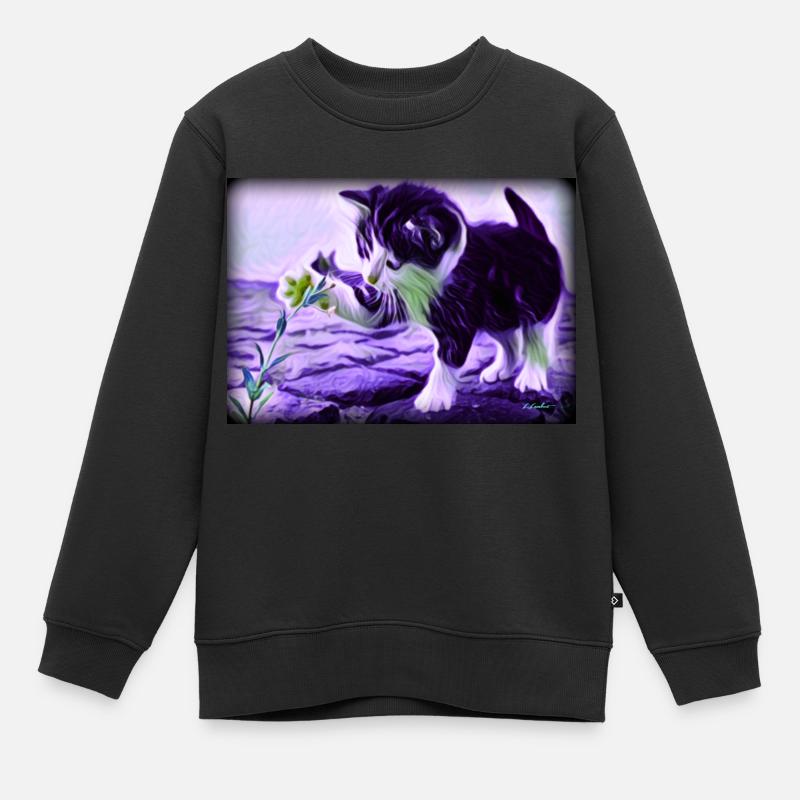 chaton jouant - Sweat Premium enfant bio - noir