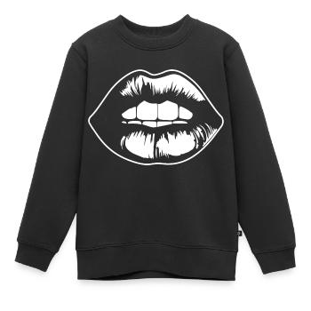 Lèvres, bouche, baisers lèvres - Sweat Premium enfant bio - noir - Devant - AI Model Kid Female (0cm)