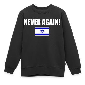 Never again - israel - Kinder Premium Organic Sweatshirt - Schwarz - Vorne - AI Model Kid Female (0cm)