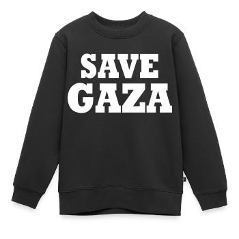 Save gaza - Sweat Premium enfant bio - noir - Devant - AI Model Kid Female (0cm)