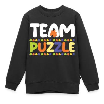 Puzzlefan Puzzler Puzzleteile Puzzle - Kinder Premium Organic Sweatshirt - Schwarz - Vorne - AI Model Kid Female (0cm)