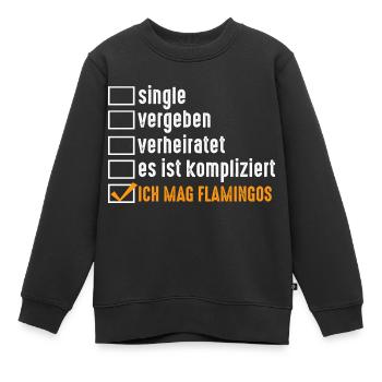 Single Vergeben Flamingos - Kinder Premium Organic Sweatshirt - Schwarz - Vorne - AI Model Kid Female (0cm)