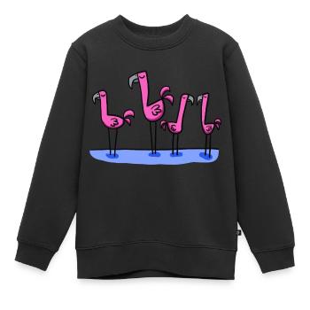 Quatre flamants roses - Sweat Premium enfant bio - noir - Devant - AI Model Kid Female (0cm)