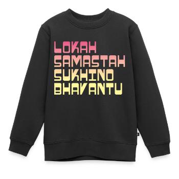 Yoga Shirt / Lokah Samastah Sukhino Bhavantu - Kinder Premium Organic Sweatshirt - Schwarz - Vorne - AI Model Kid Female (0cm)