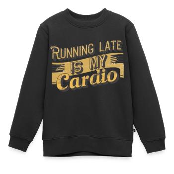 Spätes Cardio - Sport Humor - Kinder Premium Organic Sweatshirt - Schwarz - Vorne - AI Model Kid Female (0cm)