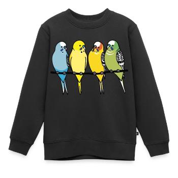 Budgie, budgies on a perch - Kids Premium Organic Sweatshirt - black - Front - AI Model Kid Female (0cm)