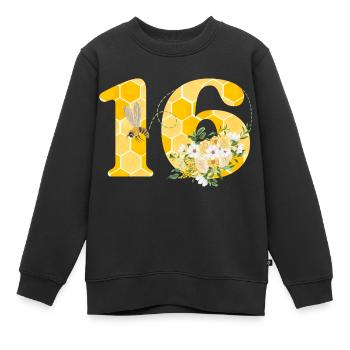 16e anniversaire abeille - Sweat Premium enfant bio - noir - Devant - AI Model Kid Female (0cm)