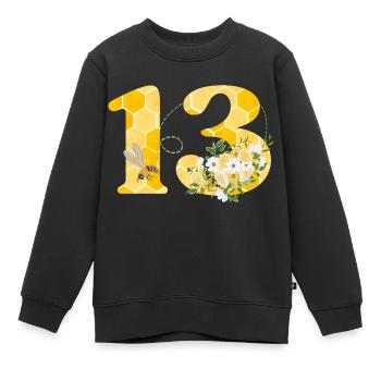 13e anniversaire abeille - Sweat Premium enfant bio - noir - Devant - AI Model Kid Female (0cm)